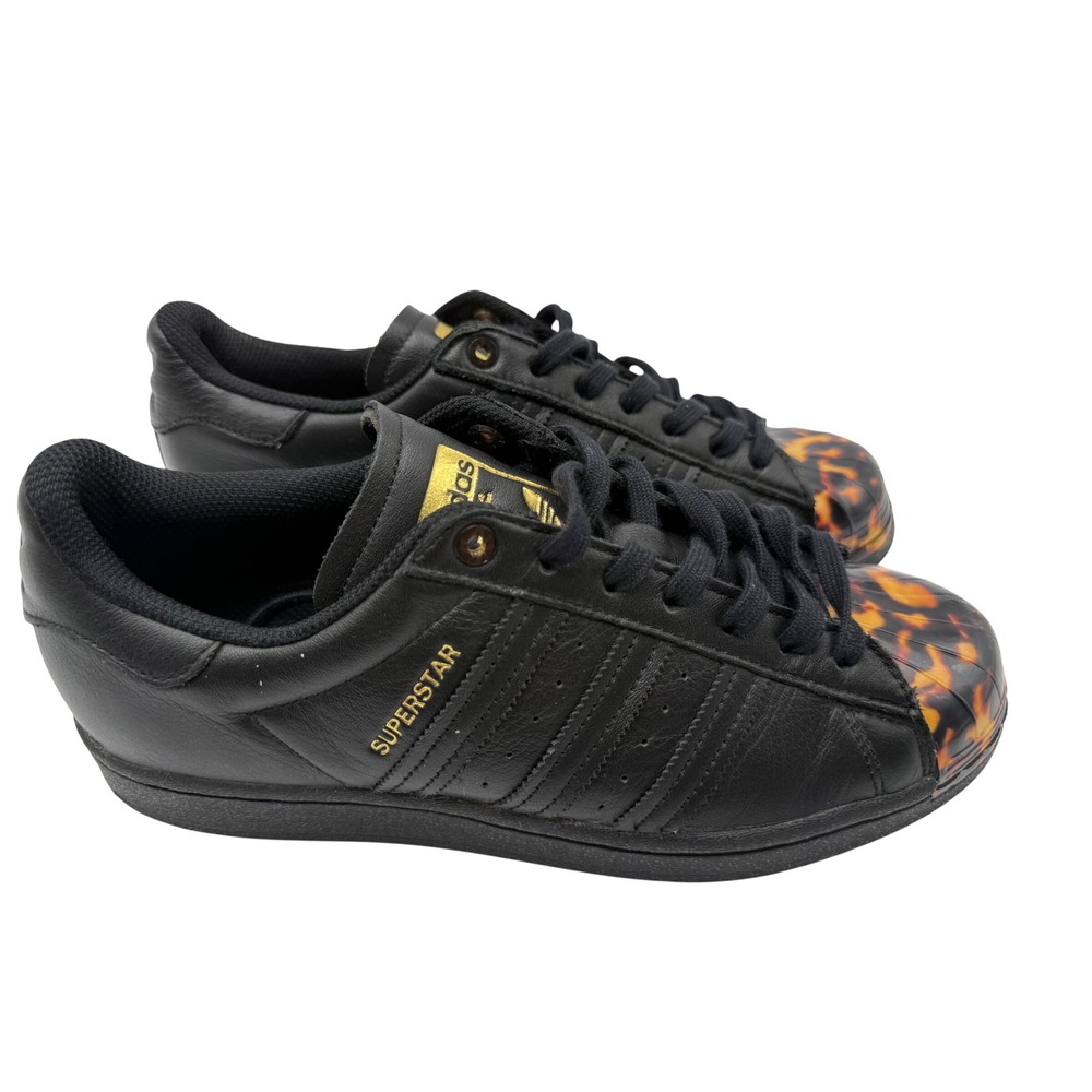 Adidas Superstar Sneakers Womens 9 Black Excellent Tortoise Shell Toe GY1031